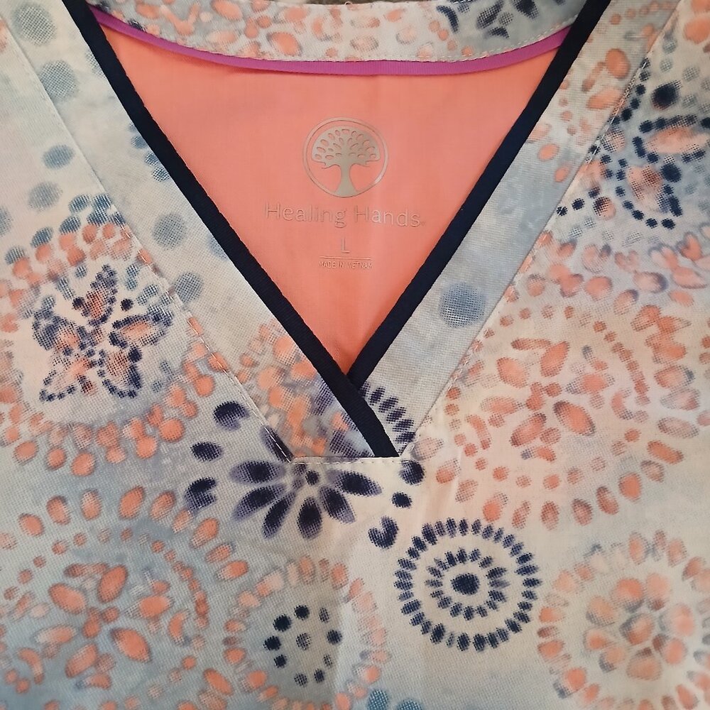 Healing Hands Medallion Print Scrub Top - Picture 2 of 7